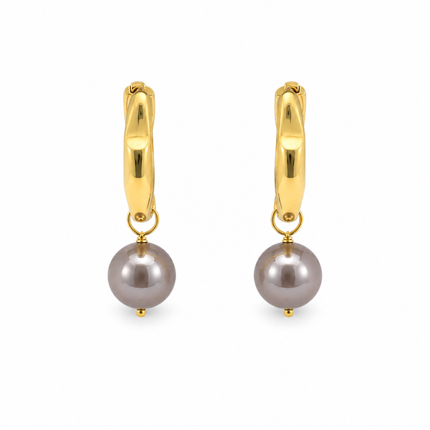 Pearl Shell With Stainless Steel Loop Earring