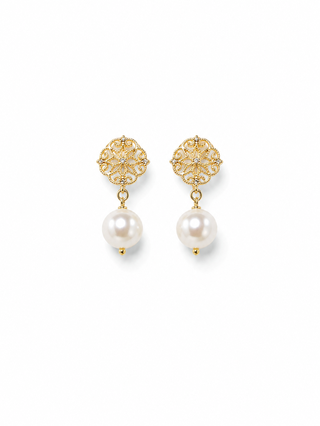 Pearl Shell 10mm Clip On Cubic Mesh Dangling Alloy Earring