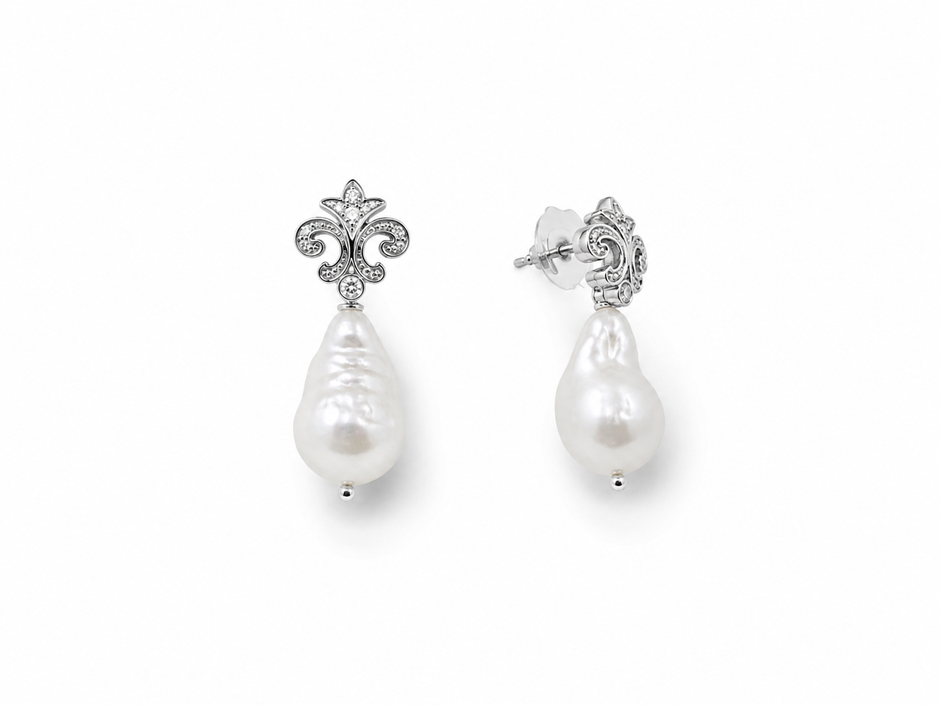 Fresh Water Pearl Baroque Dangling Alloy Earring