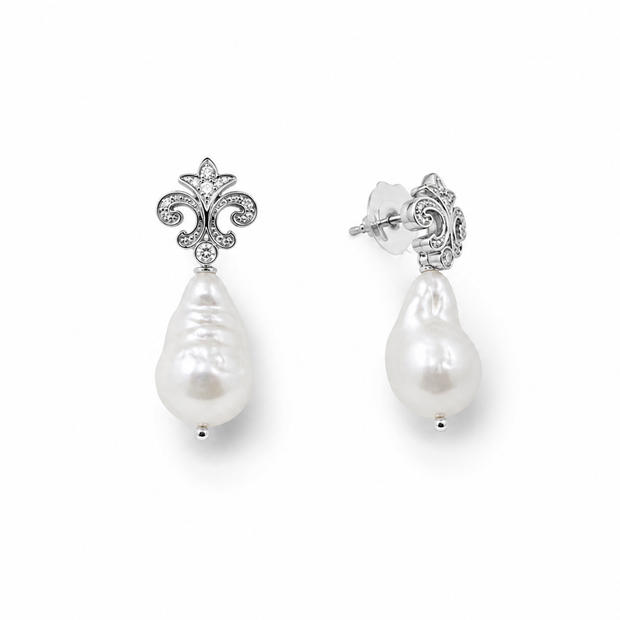 Fresh Water Pearl Baroque Dangling Alloy Earring
