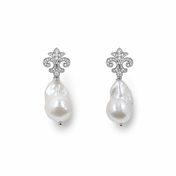 Fresh Water Pearl Baroque Dangling Alloy Earring