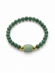 A Grade Medium Green Jade 5.5-6mm With Barrel A jade Stainless Steel Bracelet