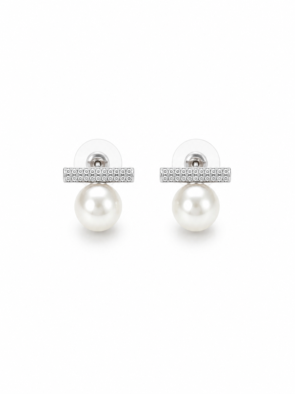 Shell Pearl T Bar Alloy Stud Earring
