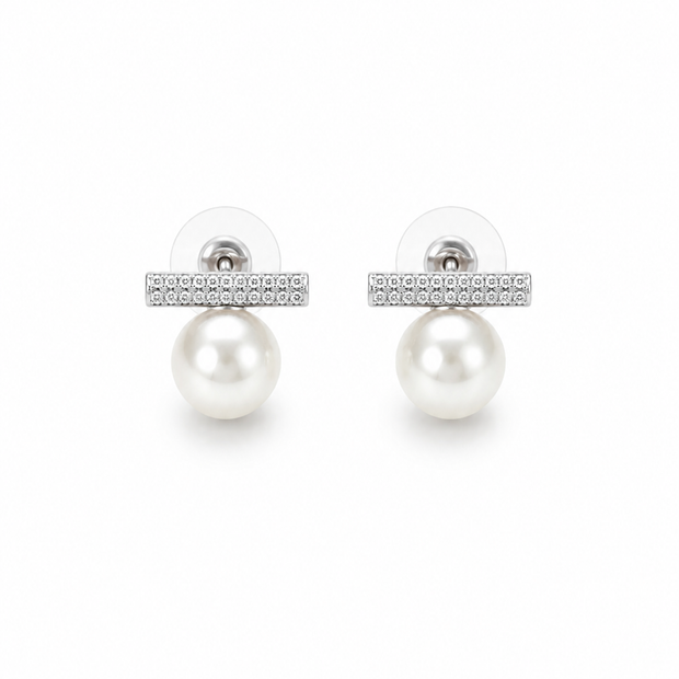 Shell Pearl T Bar Alloy Stud Earring