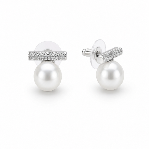 Shell Pearl T Bar Alloy Stud Earring