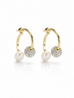 Fresh Water Pearl Stack With Swarovski Ball Alloy Earring