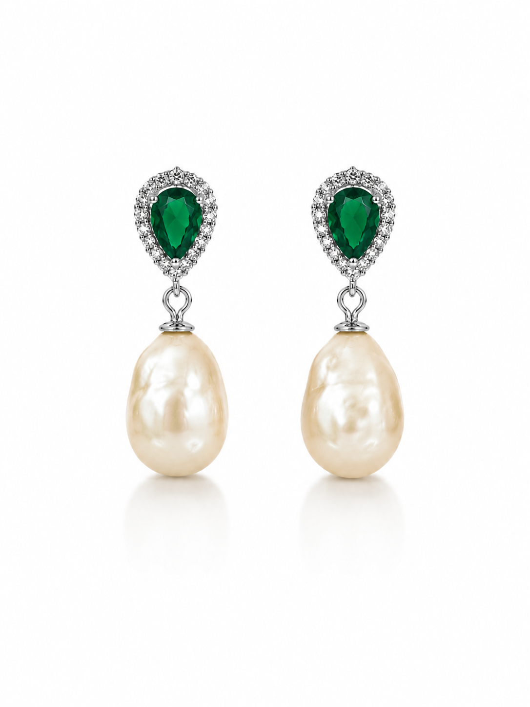 South Sea Pearl Baroque Cubic Zirconia Dangling Alloy Earring