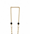 Tiger Eye Black Agate And Shell Pearl Stainless Steel Links Necklace