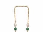 Fresh Water Pearl Baroque With Green Agate Stainless Steel Links Necklace