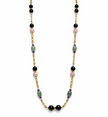 Black Agate Kunzite A Jade Amethyst Stainless Steel Links Necklace