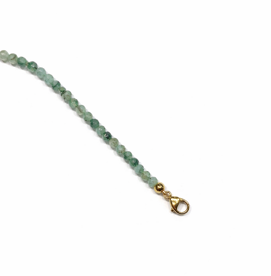 Emerald  Faceted 3-3.5mm With Stainless Steel Hook Bracelet