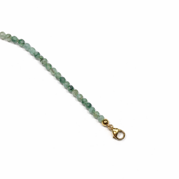Emerald  Faceted 3-3.5mm With Stainless Steel Hook Bracelet