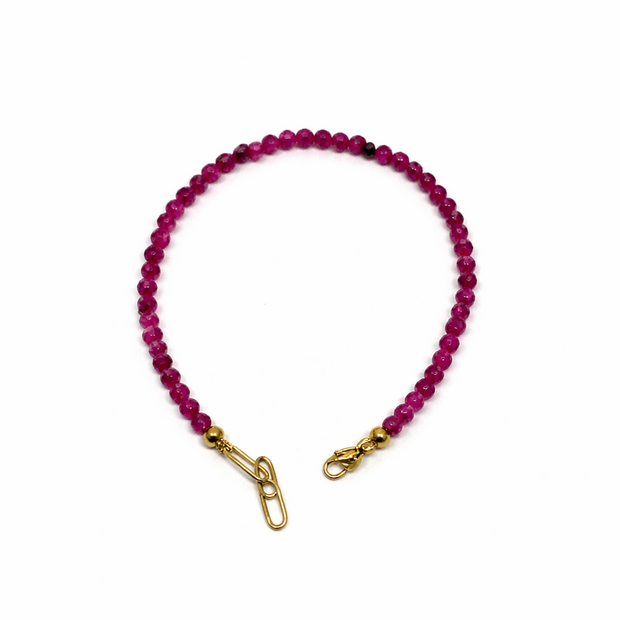 Ruby Faceted 3-3.5mm With Stainless Steel Hook Bracelet