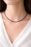 Sapphire Beads Strand  3-3.5mm Stainless Steel Necklace