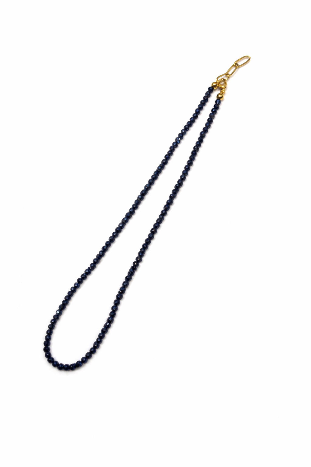 Sapphire Beads Strand  3-3.5mm Stainless Steel Necklace