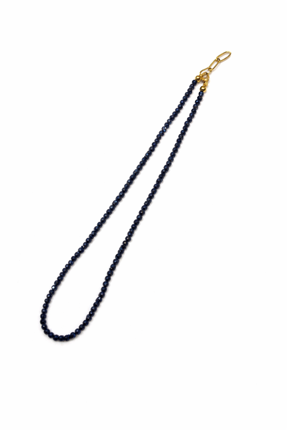 Sapphire Beads Strand  3-3.5mm Stainless Steel Necklace