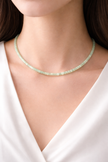 Green Opal Beads Strand 2-2.5mm Stainless Steel Necklace