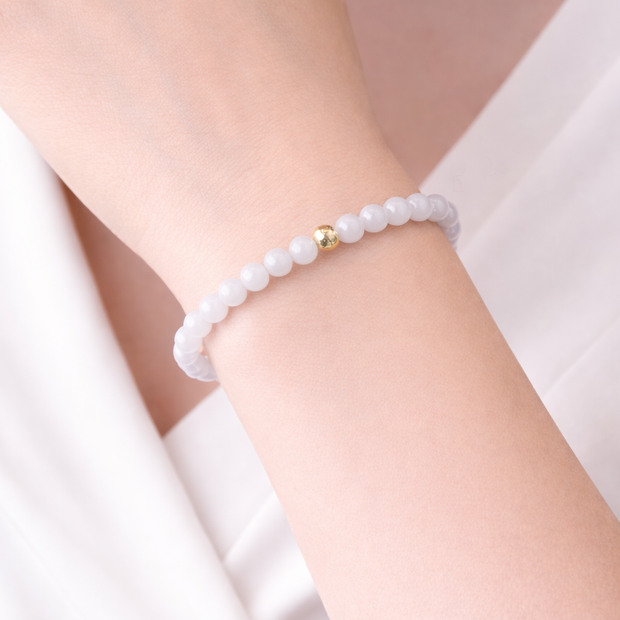 A Grade Lavender Jade 5-5.5mm Beads With 18k 0.049G Beads Elastic Bracelet