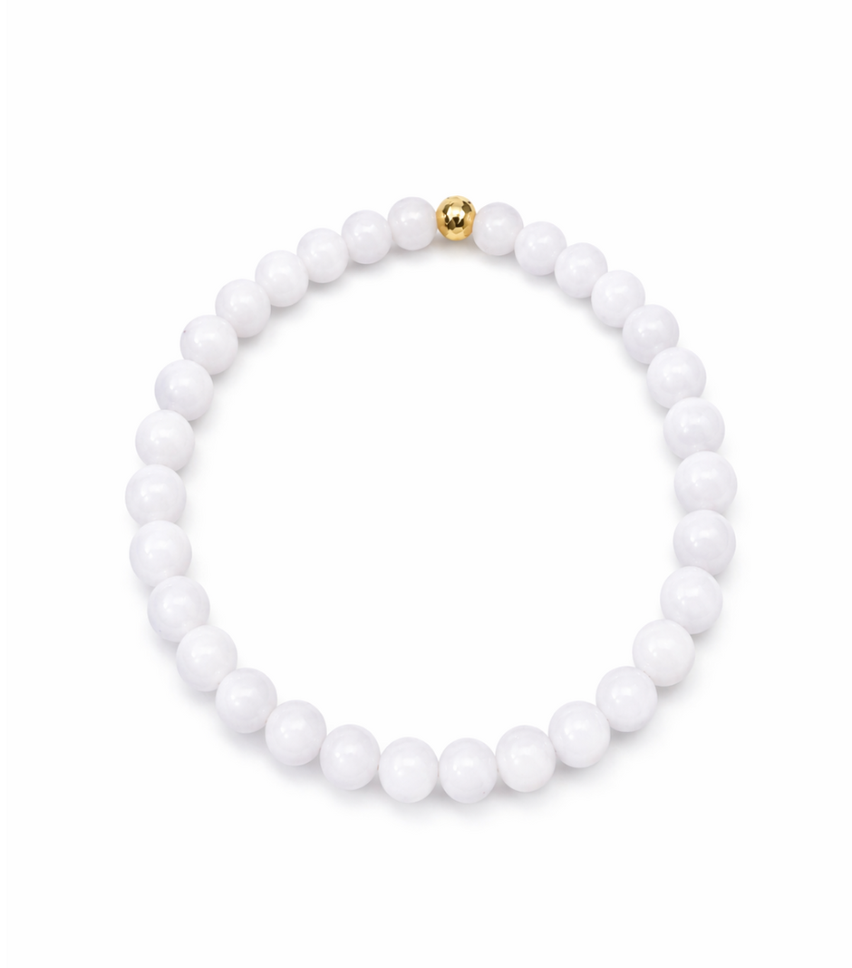 A Grade Lavender Jade 5-5.5mm Beads With 18k 0.049G Beads Elastic Bracelet