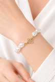 Fresh Water Pearl Baroque 12-12.5mm With Clover Hook Alloy Bracelet