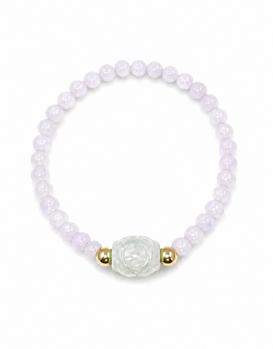 A grade lavender jade 5.5-6mm with barrel a jade stainless steel bracelet barrel  jade-11.5x13cm Diameter-15cm
