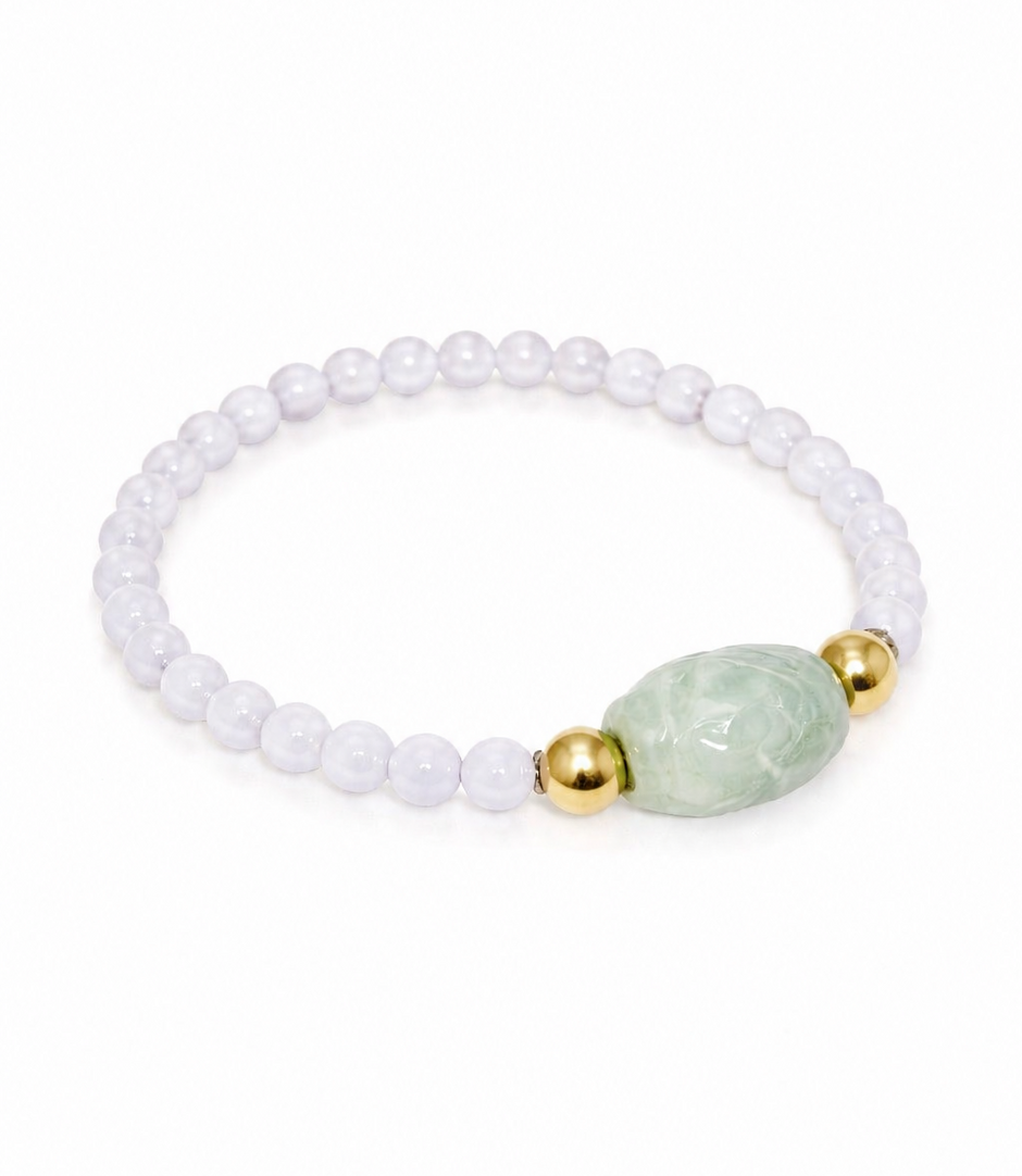 A grade lavender jade 5.5-6mm with barrel a jade stainless steel bracelet barrel  jade-11.5x13cm Diameter-15cm