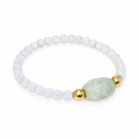 A grade lavender jade 5.5-6mm with barrel a jade stainless steel bracelet barrel  jade-11.5x13cm Diameter-15cm