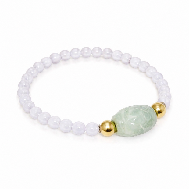 A grade lavender jade 5.5-6mm with barrel a jade stainless steel bracelet barrel  jade-11.5x13cm Diameter-15cm