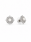 Fresh Water Pearl With Cubic Zirconia Snowflake Alloy earring