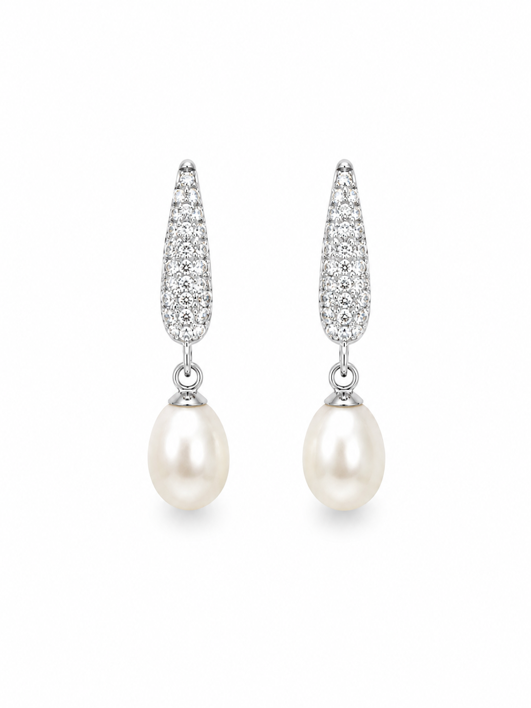 Fresh Water Pearl Rice With Cubic Zirconia Alloy Dangling earring