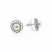 Fresh water pearl 6mm with zircon sunflower zinc alloy earring 12x12mm