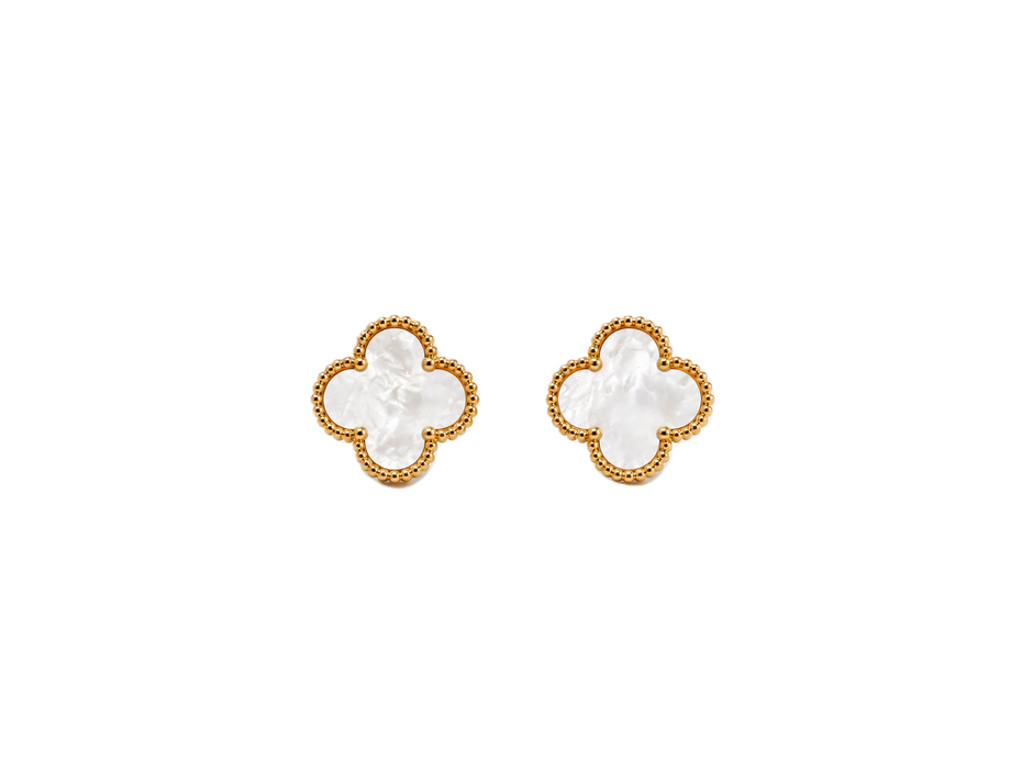 Mother Of Pearl Clover Stainless Steel Earring