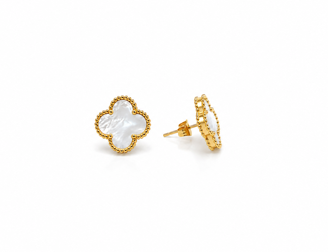 Mother Of Pearl Clover Stainless Steel Earring