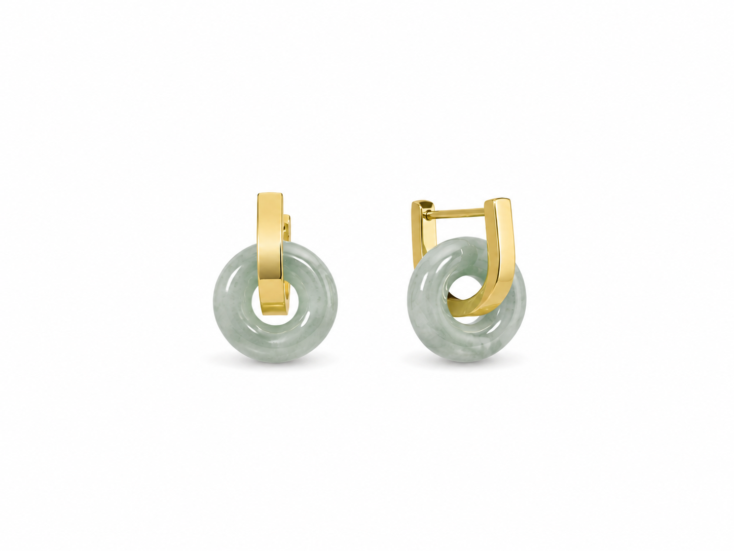 A Grade Jade Donut With Stainless Steel Loop Earring