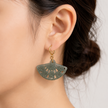 A Grade Jade Fan Carving Zinc Alloy Dangling Earring