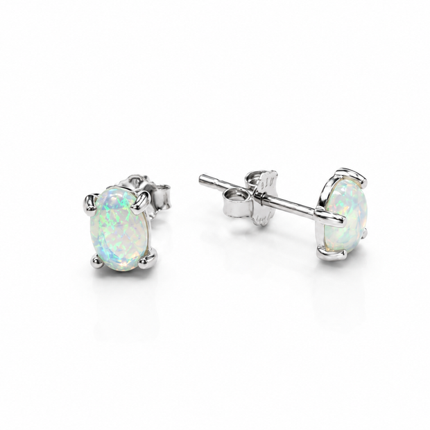 Opal Oval Cabochon 925 silver earring