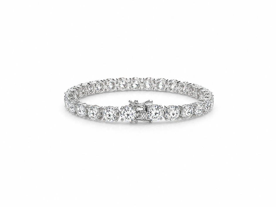 Moissanite 6mm Round Tennis 925 Silver Bracelet