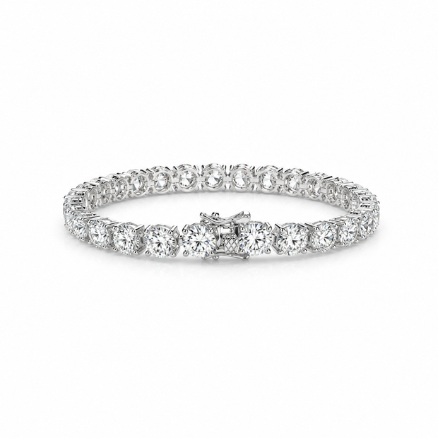 Moissanite 6mm Round Tennis 925 Silver Bracelet