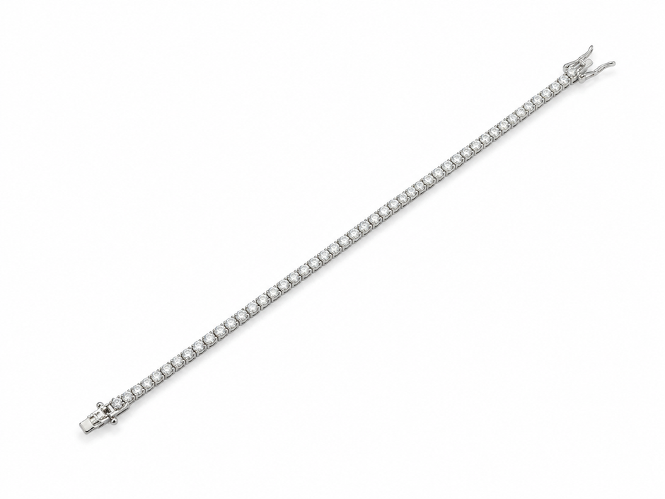 Moissanite 4mm Round Tennis 925 Silver Bracelet