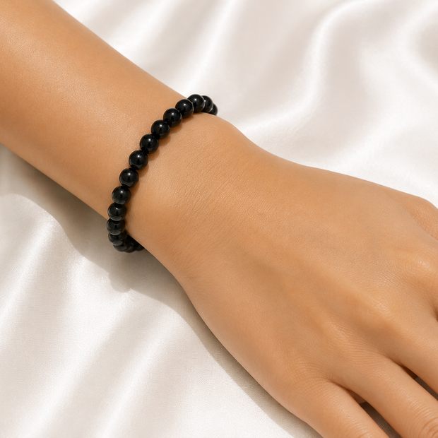 A Grade Black Jade 7-7.5mm Bracelet