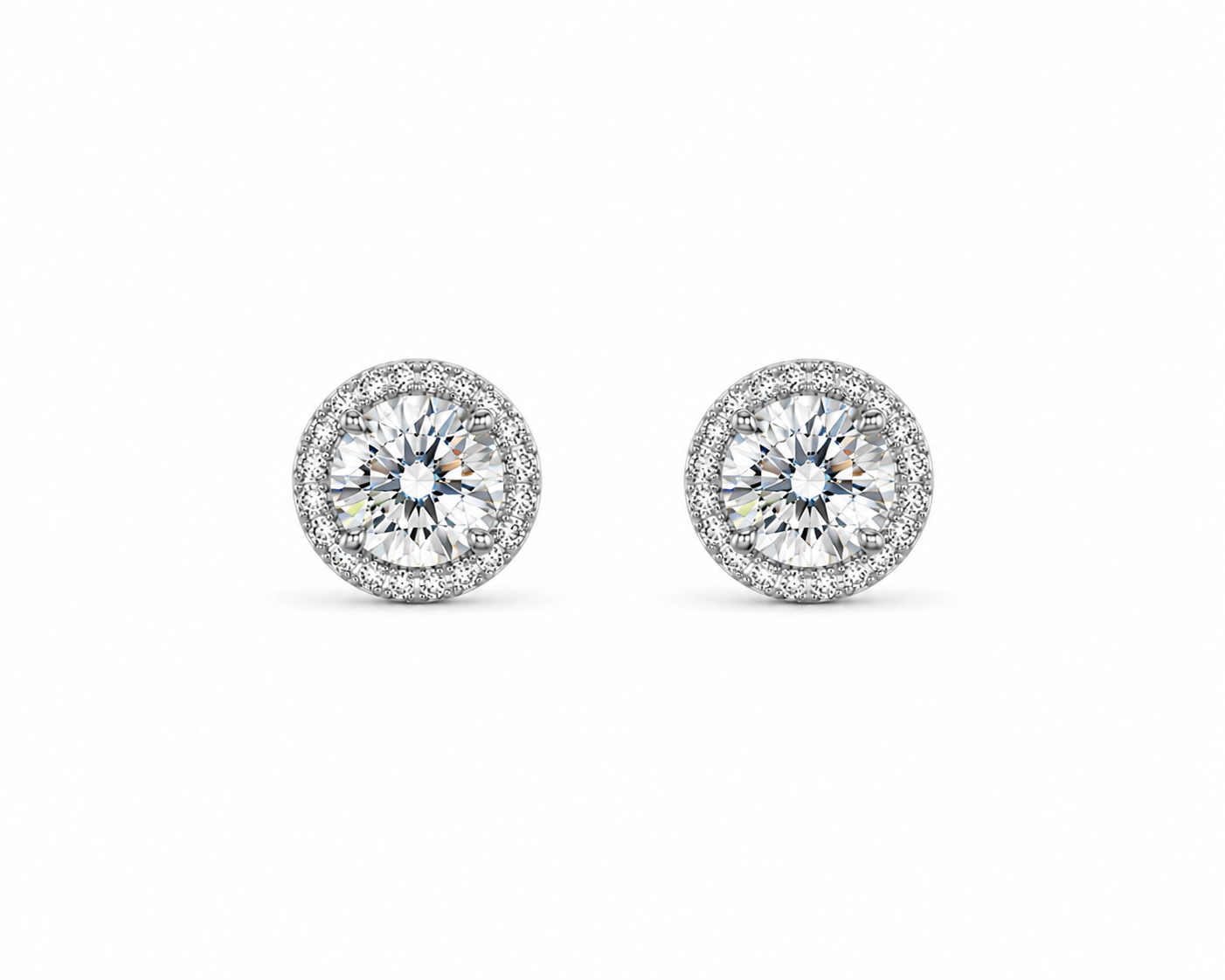 Moissanite 0.8 ct Round With Cubic Zirconia 925 silver earring