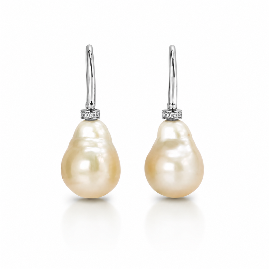 South Sea Pearl Baroque Cubic Zirconia 925 Earring