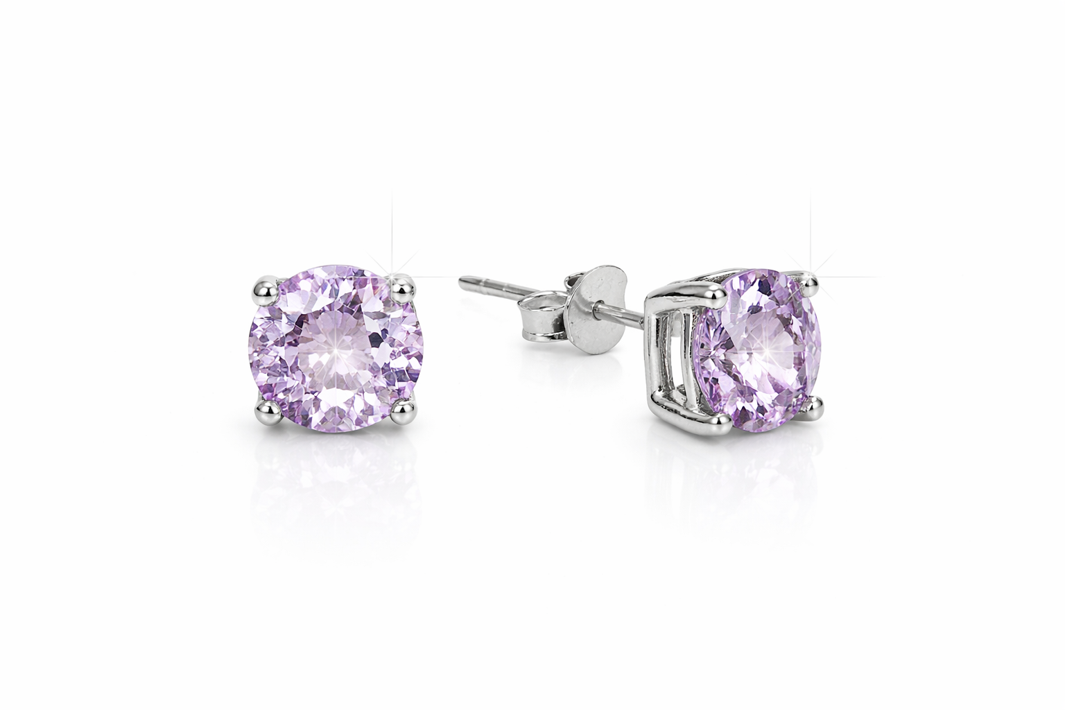 Amethyst round 925 silver earring 0.6mm
