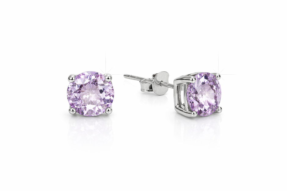 Amethyst round 925 silver earring 0.6mm