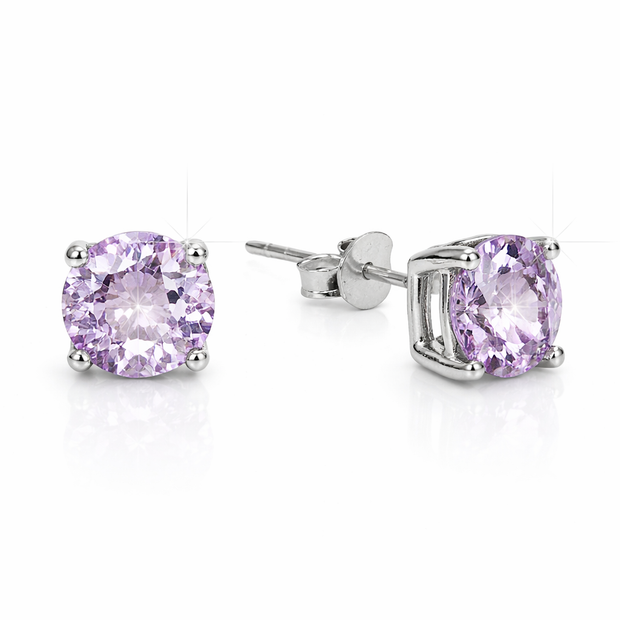 Amethyst round 925 silver earring 0.6mm