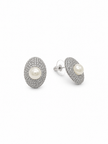 Fresh water pearl 7-8.5 mm with zirconia pave earring and pendant disc alloy set