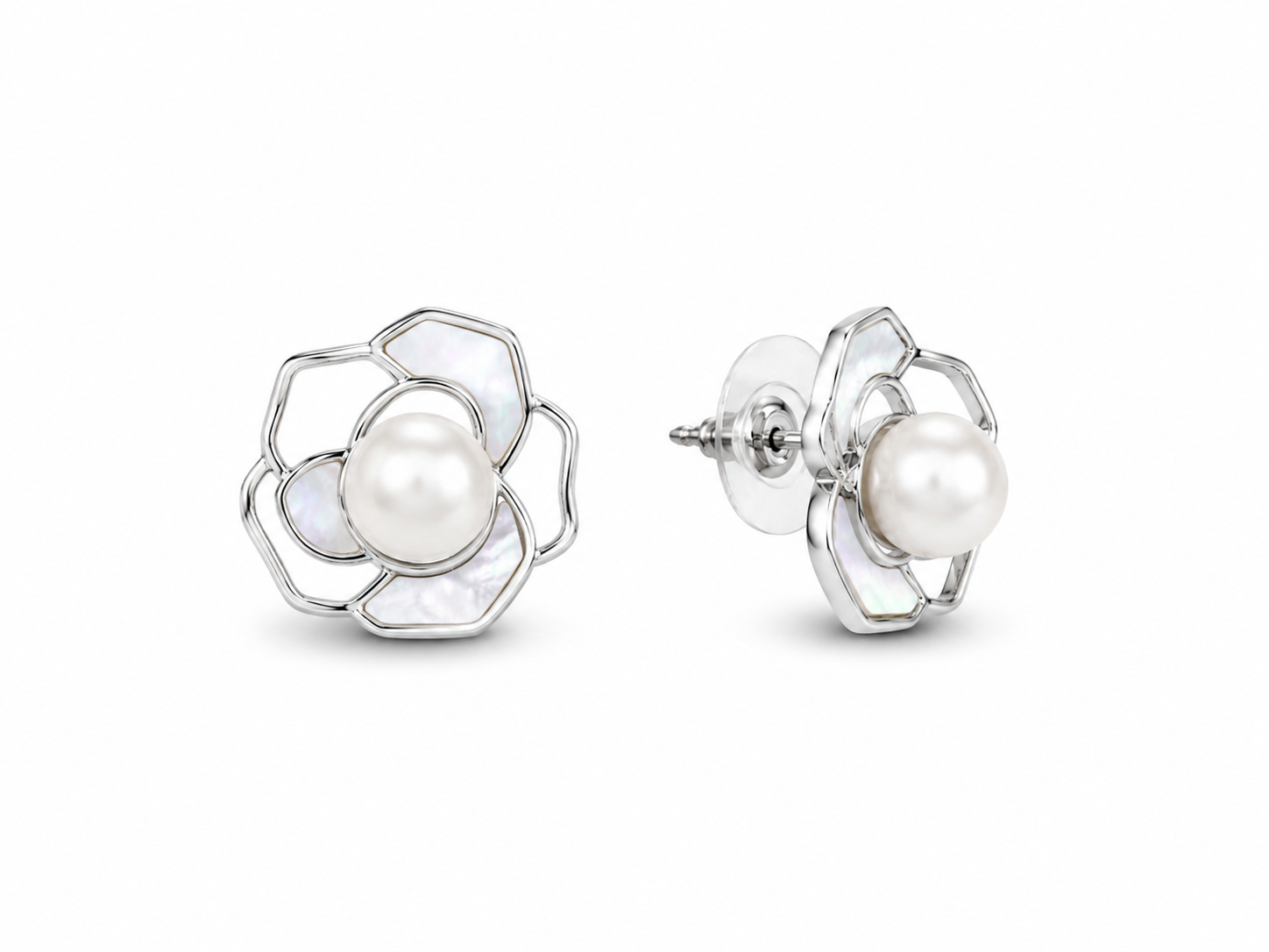 Fresh water pearl 9-10mm with mother of pearl earring and pendant rose alloy set