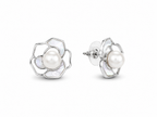 Fresh water pearl 9-10mm with mother of pearl earring and pendant rose alloy set