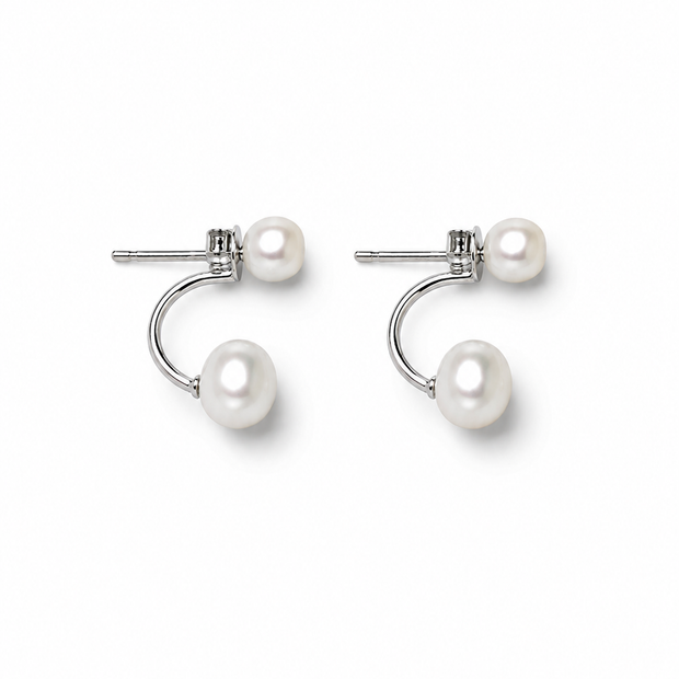 Fresh Water Pearl Double Droop 925 Silver Earring