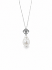 Fresh Water Pearl Baroque Alloy Pendant With Stainless Steel Chain
